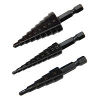 Juego De 3 Piezas De Brocas De Escalera Hexagonales Negras Con Mango Para Reamado Y Apertura De Agujeros Herramienta Pagoda Negra Para Carpintería DIY - details 4
