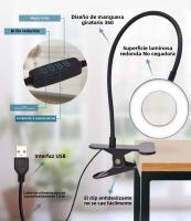 Lámpara De Escritorio LED Ajustable En 3 Colores USB Multiusos Flexible Para Lectura En La Cama Luz Nocturna Moderna Negra - details 8