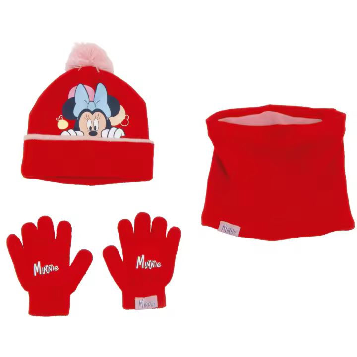 Disney Minnie Mouse Gorro, Braga de Cuello y Guantes mágicos para Niñas | Gorro, Bufanda Tubular y Guantes Minnie Mouse Disney | Set de invierno Disney Minnie Mouse - 1