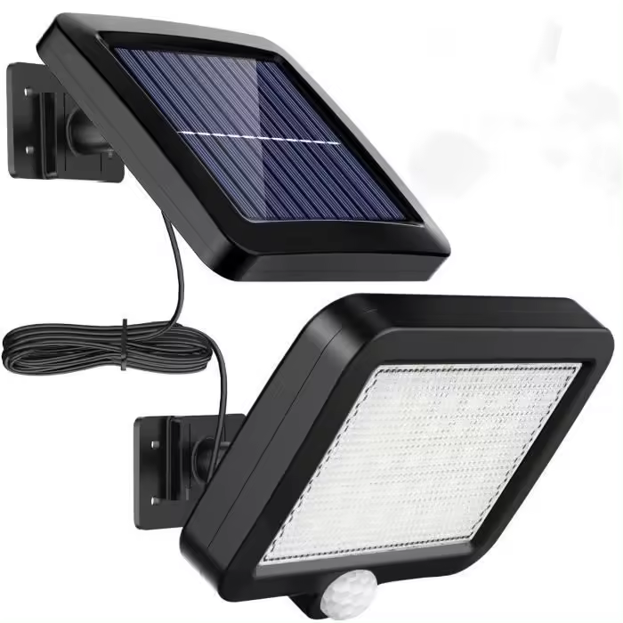 Lámpara solar LED de pared con sensor de Movimiento para Jardín-56 LED - 12 W-Resistant to Agua-Color Negro - 1