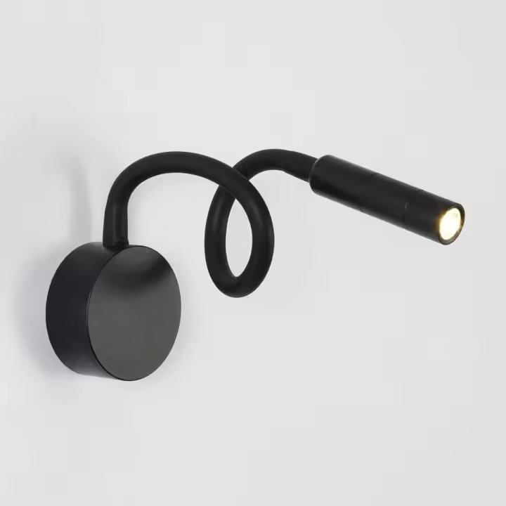 Lámpara de pared flexible con luz LED para lectura junto a la cama, aplique de pared con cuello de cisne, aplique cableado con interruptor, lámparas de cabecera ajustables para dormitorio, estudio, color negro - 1