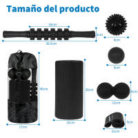 Foam Roller Kit 7-en-1, Kit de Rodillo Masaje Muscular con Rodillos de Espuma 38.5 cm, Roller Stick, Bolas Masaje y Spiky Ball, Kit de Rulo de Estiramiento para Relajación Muscular - details 2