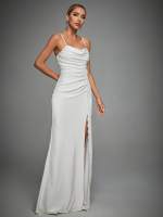 Vestido De Novia Mgiacy Con Cuello Halter Y Patchwork De Encaje Vestido De Fiesta Para Bodas Vestido De Damas De Honor De Largo Suelto Estilo Sirena - details 1