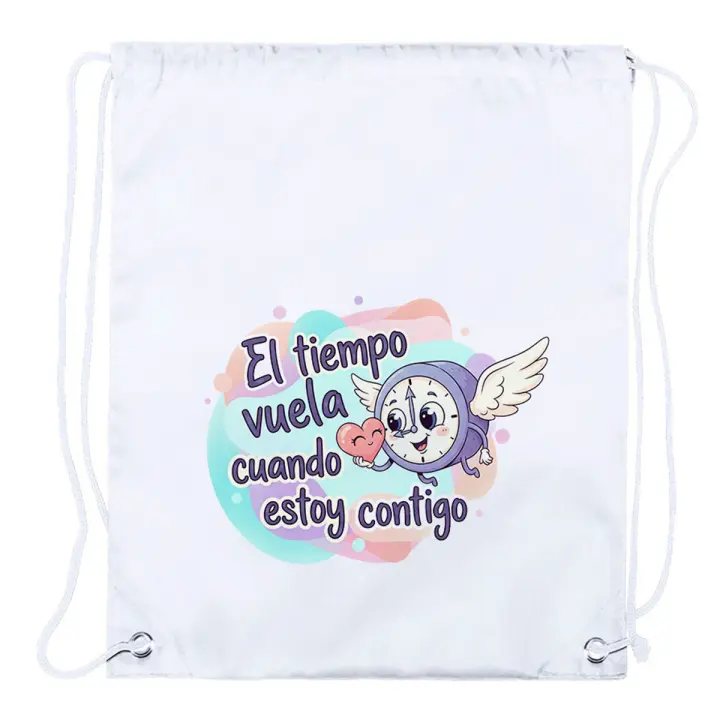 1 Mochila de cuerdas frase bonita contigo amor san valentin aniversario enamor san valentin aniversarioados novios playa piscina picnic excursion - 1