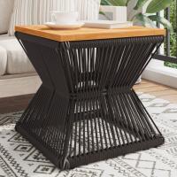 vidaXL Mesa de centro base de alambre madera acacia negro 38x38x38 cm - details 0