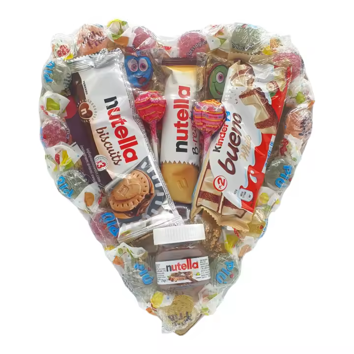Corazon de Nutella, Kinder Bueno, Geles de Frutas, Nutella Biscuits y Chupa Chups. +20 Piezas de Chocolates y Chuches. Edicion Especial Verano [IAMI] - 1