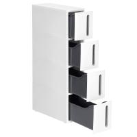 Cajonera estrecha con 4 cajones, deslizable con ruedas extraíbles, ahorro de espacio para baño, blanco y marrón o gris, 45x17x84 cm - details 0