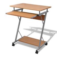 vidaXL Escritorio compacto de ordenador con bandeja de teclado en color Blanco/Negro/Marrón | estructura resistente ideal para salón dormitorio o estudio - details 2
