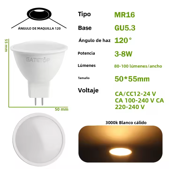 10PCS Bombillas De Foco LED MR16 GU5.3 12V 110V 220V Reemplazo Para Lámpara Halógena De 50W Iluminación Para Sala De Estar - 1