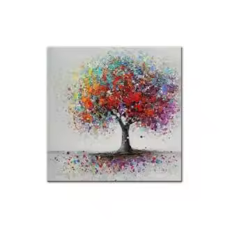 CA Pintura al óleo abstracta de paisajes de árboles, impresión sin marco, 50 x 50 cm, STOL - 1