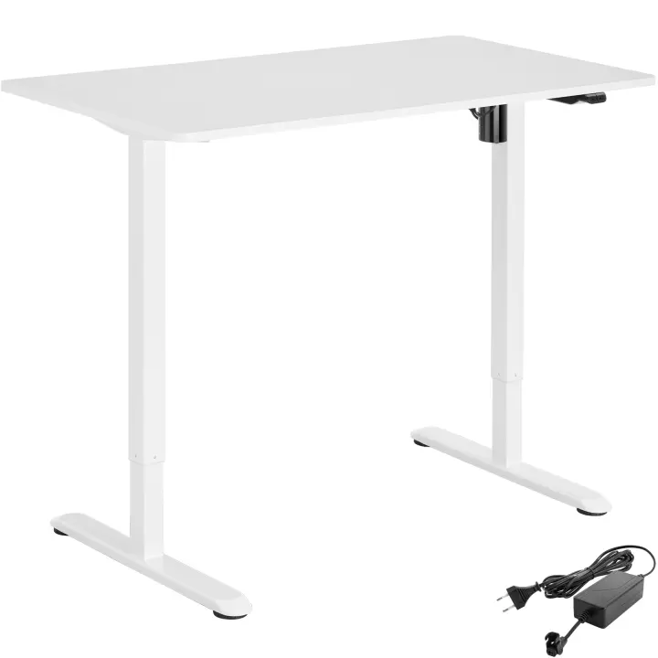 Tectake - Escritorio eléctrico ajustable en altura SKADI, Escritorio eléctrico ajustable en altura con sistema anti-colisión, Robusta tabla de aglomerado y estructura de acero sólido con pies en T reforzados para gran estabilidad y capacidad de carga - 1