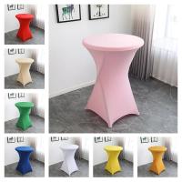 Conjunto De Barra De Cojín Cuatro Esquinas Para Boda En Hotel Color Sólido Funda De Mesa Elástica Circular De Poliéster 100% Decoración De Fiesta - details 10
