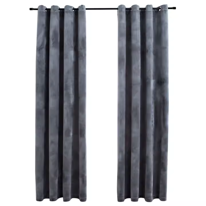 vidaXL Cortinas Opacas con Anillas 2 Piezas Terciopelo 140x225cm Color Azul oscuro,  Antracita,  Rosa antiguo y mas - 1