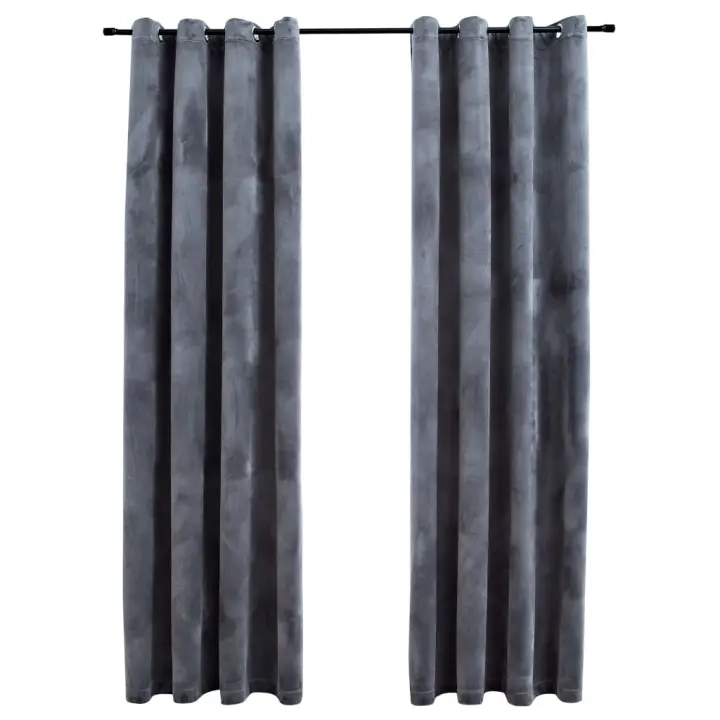 vidaXL Cortinas Opacas con Anillas 2 Piezas Terciopelo 140x225cm Color Azul oscuro,  Antracita,  Rosa antiguo y mas - 1