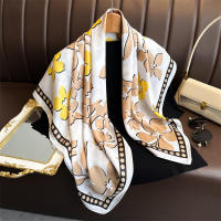 Pañuelo De Seda Impreso 90x90cm Para Mujer Lujo Bandana De Cabello Foulard Ribete Cuadrado De Piel Decorativo Para Todas Las Estaciones - details 12