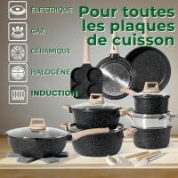 Just Perfecto Juego de Ollas y Sartenes Cocina Antiadherentes 21 Piezas, Barería de Cocina Antiadherentes Aluminio, para Todas Las Cocinas, Included Inducción, Ollas Cocina with Tapas (21 Pcs Black) - details 1