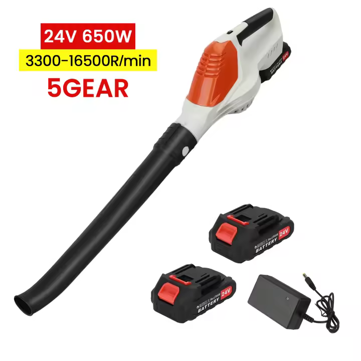 Soplador de hojas inalámbrico eléctrico  con 2baterías  , 5 velocidades ajustables, 21V, para jardín, cuidado del césped, patio, jardín, para soplar hojas, nieve y polvo - 1