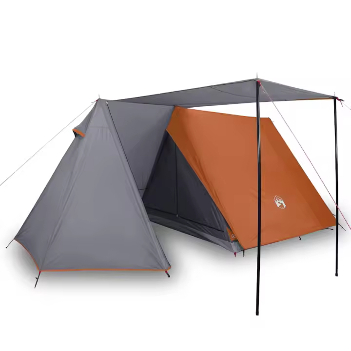 vidaXL Tienda de campaña para 3 personas impermeable gris y naranja - 1