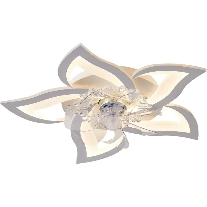 Rosa Eternal Ventilador de techo con Luz, Ventilador de techo iluminación Led Modern Silencioso with remote control Temporizador Diseño en forma de Flor Ventilador Luz de techo para dormitorio Cocina (69CM) - 1