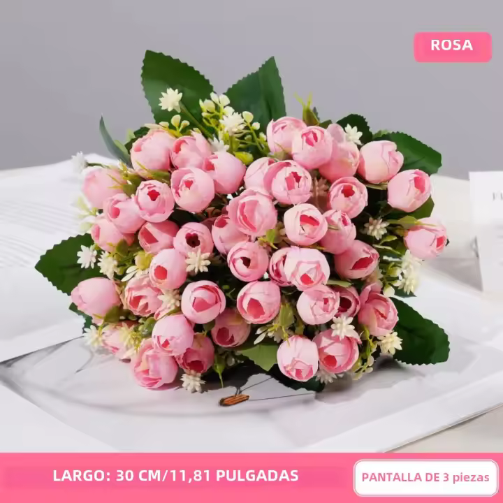 Bouquet De Rosas Artificiales En Tela Vintage Para Decoración De Hogar Boda Fiesta Jardín 1 Rama De Flores Falsas - 1