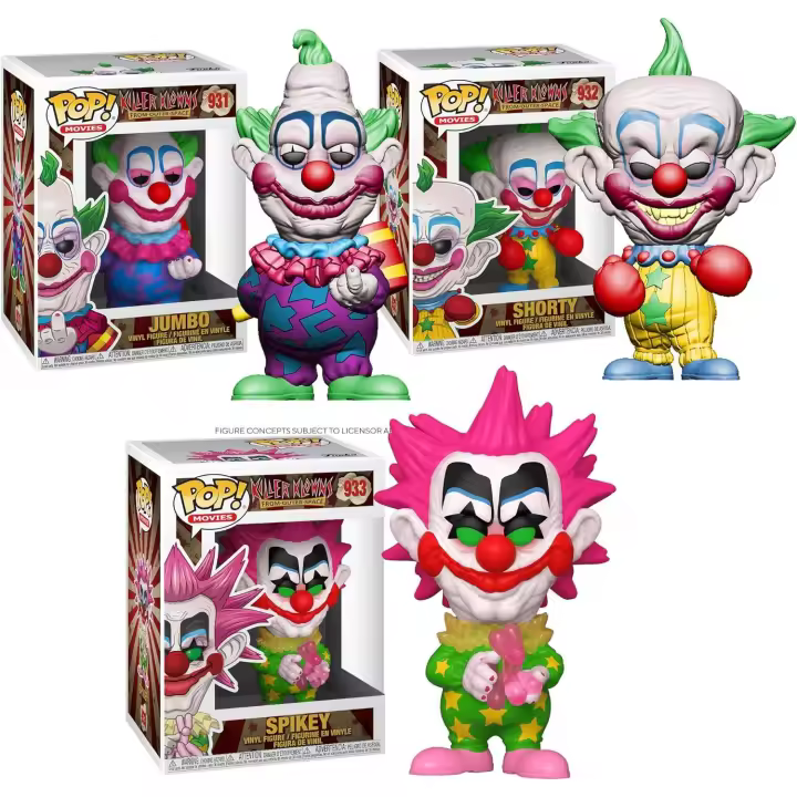 Funko Pop  Pack 3 Killer Klowns Short Jumbo Spikey  Funko Rocks 931 932 933 Funko Pop - 1