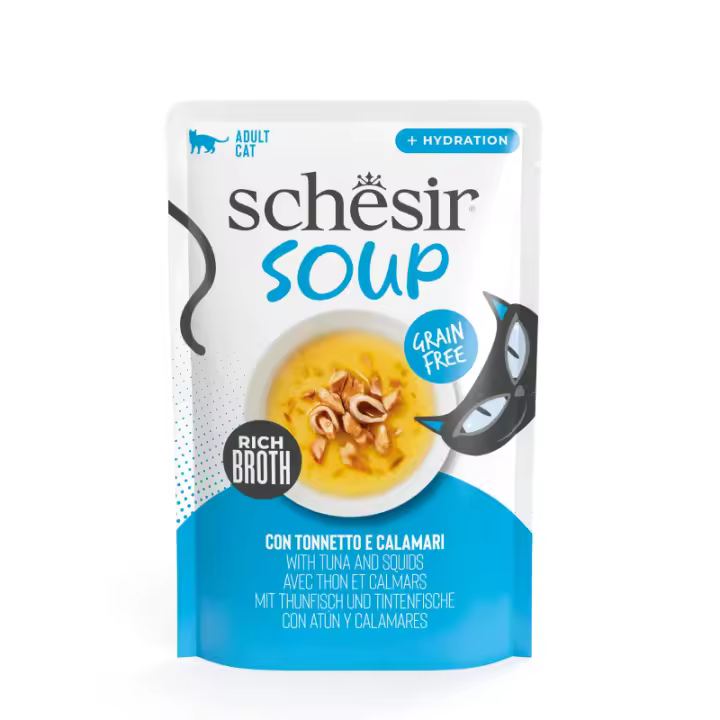 Schesir Soup Atún Salvaje y Calamar Sobres Comida Húmeda para Gatos - 12 unidades x 40 gr - 1