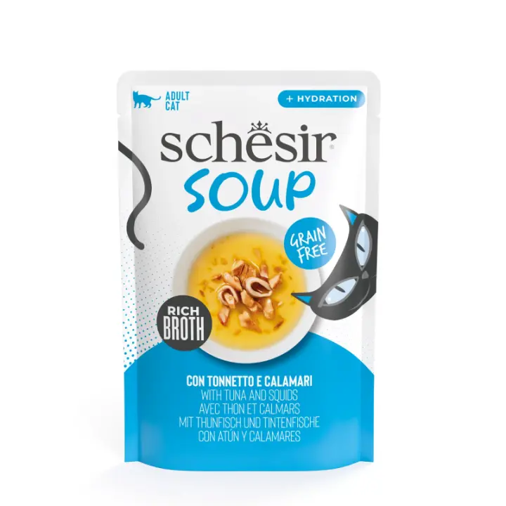 Schesir Soup Atún Salvaje y Calamar Sobres Comida Húmeda para Gatos - 12 unidades x 40 gr - 1