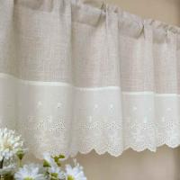Cortinas Cortas Beige Para Cocina Con Valance Blended De Lino Natural Semi-Transparente Para Restaurante Y Oficina - details 4