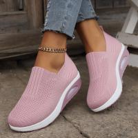 Zapatillas De Verano Para Mujer 2024 Casual Comodidad Punto Redondo Bocón Slip-on Zapatillas Deportivas Diarias Material Superior Elástico Medio Tacón - details 3