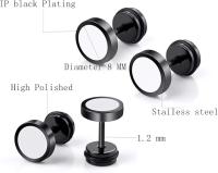 pares de pendientes de aro de acero inoxidable pendientes para hombres de las mujeres, pendientes de aretes sin alergia, plata negro - details 2