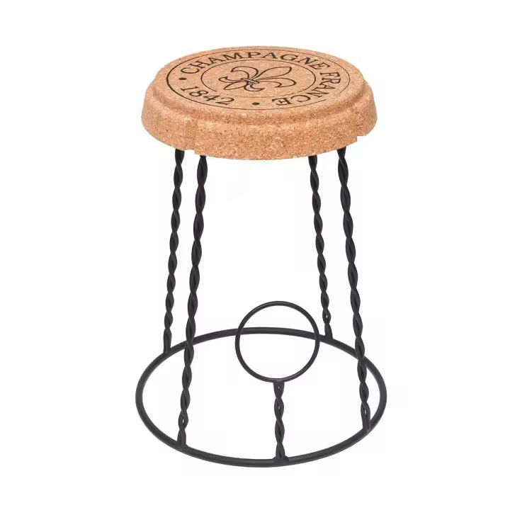 Taburete-Taburete de corcho y acero en forma de jaula Champagne H45 cm Jaula del Corcho - 1