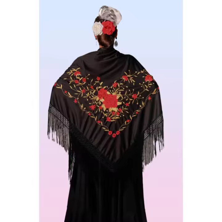 Mantón Grande triangular de flamenco o sevillanas (195X95cm) - 1