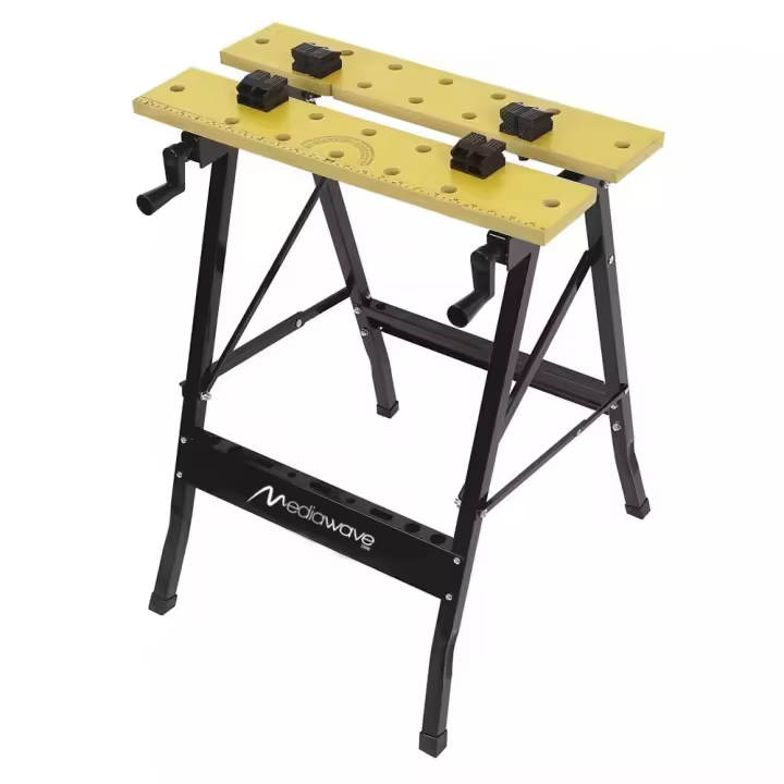 Mediawavestore Banco de Trabajo Plegable con Almacenamiento y Tornillo de Banco - 1