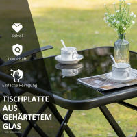 Conjunto de Balcón plegable de 2 plazas con Mesa Y 2 sillas de Malla de metal gris Negro para Jardín y Terraza - details 2
