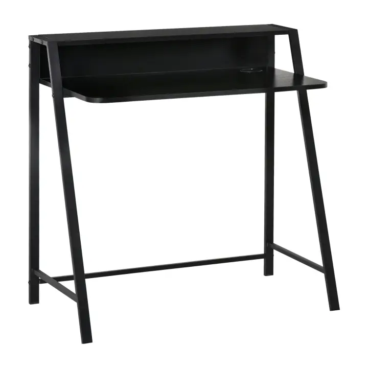 HOMCOM escritorio mesa para ordenador mesa de oficina mesa de trabajo con compartimento pasacables metal negro 84 x 45 x 85 cm - 1