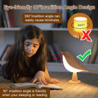 Lámpara De Noche LED Táctil Con Colores Madera Y Pájaro Recargable Para Dormitorio Oficina Estudio Decoración Luz De Lectura - details 4
