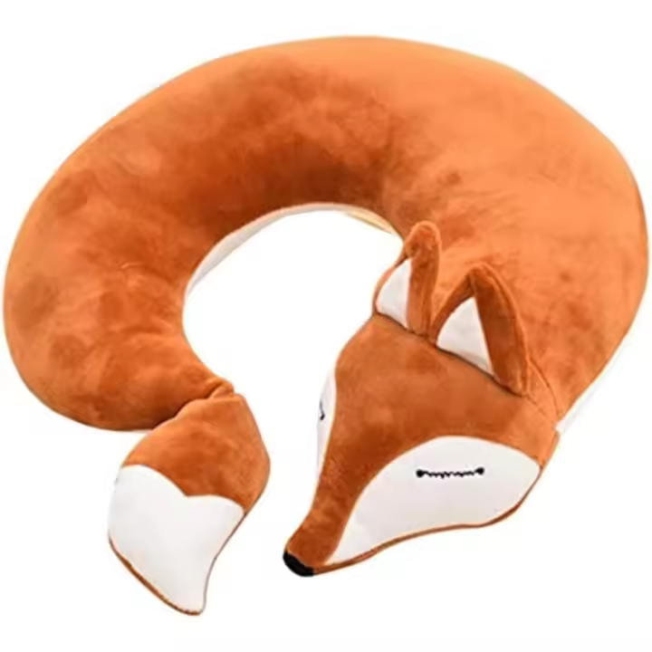 2PCS Almohada de Viaje en Forma de U,Almohada de Cuello de Zorro,Almohada de Apoyo para el Cuello,cojín de Descanso de Viaje, Ayuda para Dormir,Adecuado para Adultos y niños (marrón) - 1