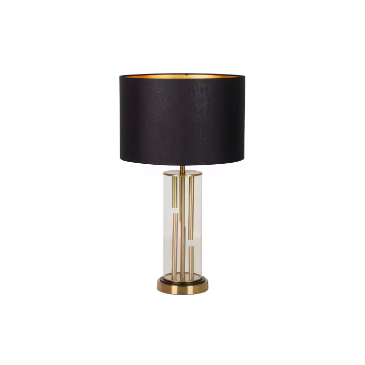 Lámpara Sobremesa Metal Cristal Dorado 38x38x65 Cm - 1
