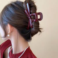 1/2 Pcs Clip De Pelo Acrílico Con Lazo Y Patrón Geométrico Para Mujer Accesorios De Cabeza Retro Para Updo Clips De Tiburón - details 6