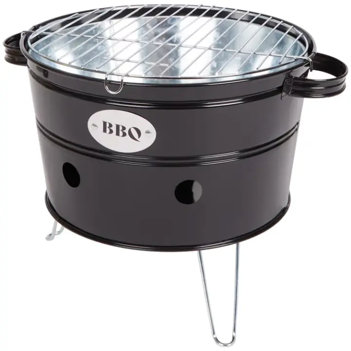Cubo Bbq - Barbacoa de Carbón Hecha de Zinc con Asas y Patas - 1