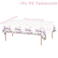 Mantel De Lavanda Light Purple Con Tema De Mariposa Para Decoración De Cumpleaños De Niña Y Baño De Manta De Mesa Moderna De Poliéster/Celulosa - details 1