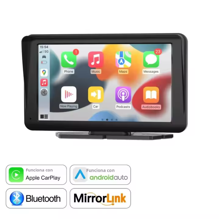 Reproductor Multimedia Para Coche Universal 7 Pulgadas Con Pantalla Táctil CarPlay Y Android Auto Para VW Nissan Toyota Kia Soporte De Memoria Micro SD Hasta 128GB - 1