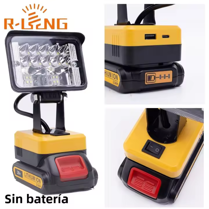Luz De Trabajo LED Portátil Sin Batería Compatible Con DeWalt 18V Luz Exterior De Emergencia Fuente De Luz LED Incluida - 1