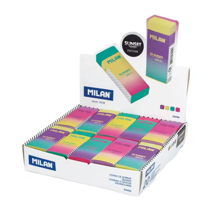 MILAN Caja 20 Gomas nata® 320 serie Sunset (con funda de cartón y envueltas individualmente) - 1