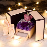 Flores perpetuas Regalos hechos a mano Premium Feeling Rose Caja de Giano Arreglo Puerta Doble Cajas de joyería de Regano de San Valentín - details 1