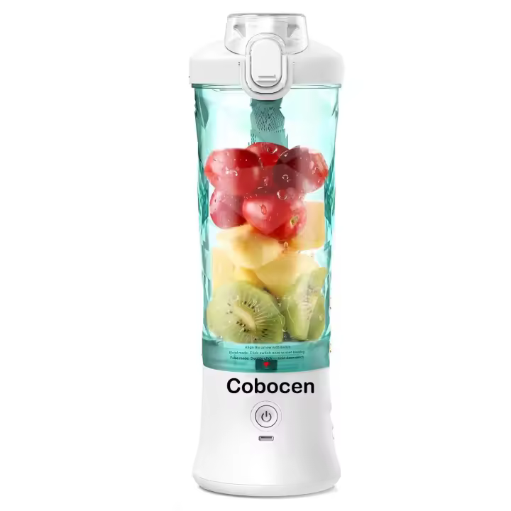 Cobocen Batidora Portátil,Mini Licuadora,Batidora Portátil Personal,Batidora de Batidos con 6 Cuchillas,Vaso Exprimidor de 600 ml Tapa Sport - 1