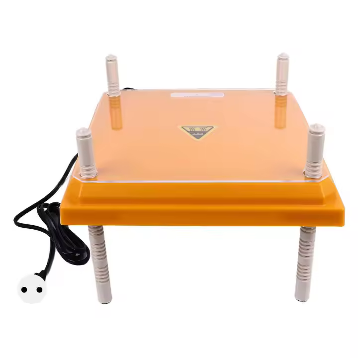 Chicks Brooder Calentador with Placa A Prueba de Polvo Amarillo 12,1 x 12.1in Altura Ajustable Chick Brooder Placa de Calefacción para 15 Pollitos Enchufe de LA UE 220V - 1