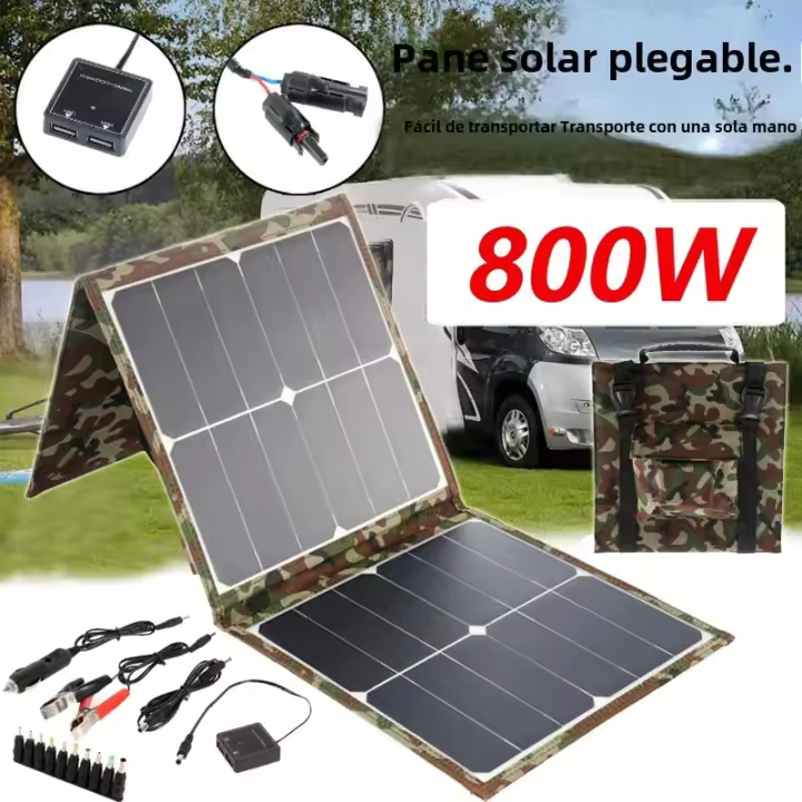 Estación De Energía Portátil Con Panel Solar Plegable De 800W Batería De Potencia Para Caravana Barco Camping Monocrystalline Silicon 18V - 1