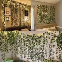 1Pack De Vinateras Artificiales Con 20 Luces De Cadena LED Falsas Hojas De Hiedra Para Decoración De Pared Habitación Jardín Oficina Bodas - details 7