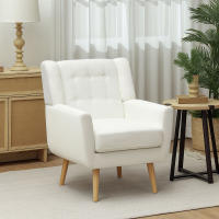 Tapizado Reclinable Teddy Reclinable de Lana Pata de Madera, Blanco - details 0